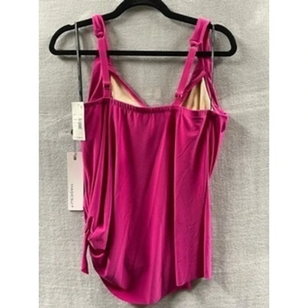 Magicsuit Women Ruby Red Draped Cowl Neck Side Tie‎ Tankini Swim Top Size 8 NEW